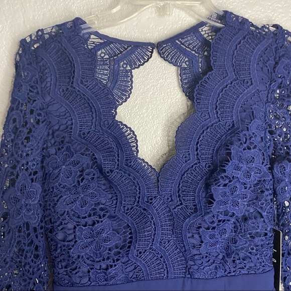 Lulus Awaken My Love Navy Blue Long Sleeves Lace Maxi Dress Size Medium New - Picture 13 of 15